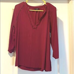 Express Crimson Long Sleeve Blouse, Size Medium